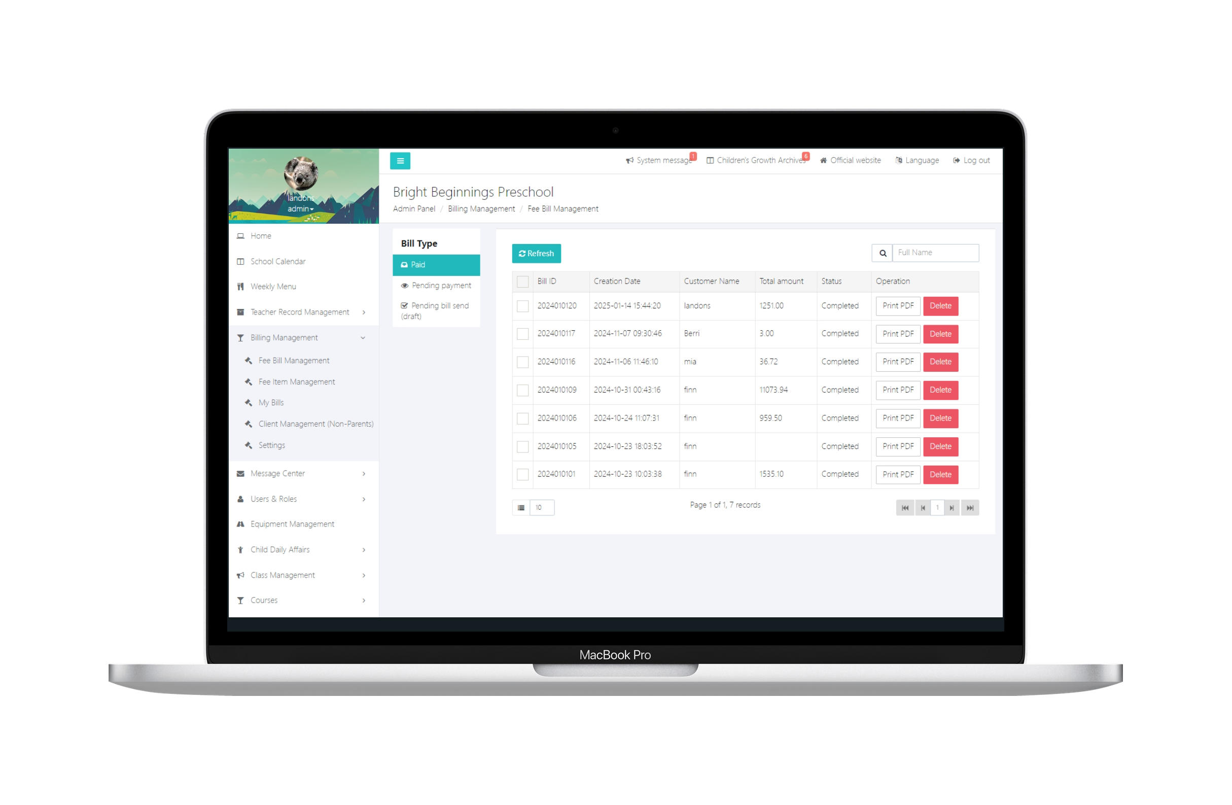 Preschool Website & Management System 3